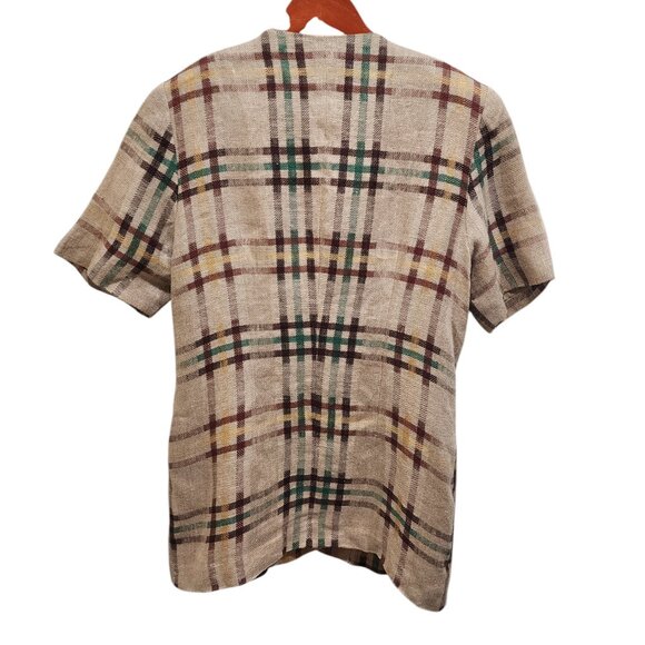 Vintage Mixage Linen Blazer Plaid Double Breasted Women's Size 38 Lightweight - Picture 13 of 13